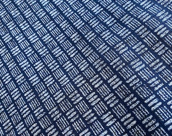 Lined Squares on navy - fabric by the 1/4mtr