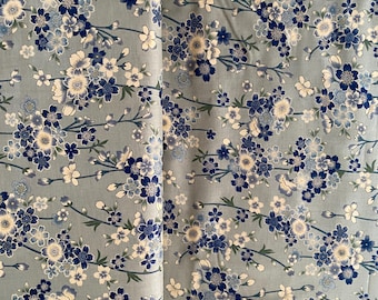Antique Japan series - Cherry Blossom Branches - Dusty Green - Sheeting weight fabric
