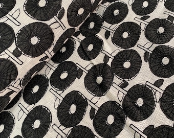 Black flower garden Sevenberry Japanese Cotton . Fabric sold in 1/4mtr increments.