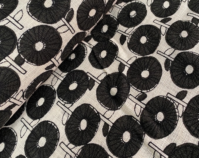 Black flower garden Sevenberry Japanese Cotton . Fabric sold in 1/4mtr increments.