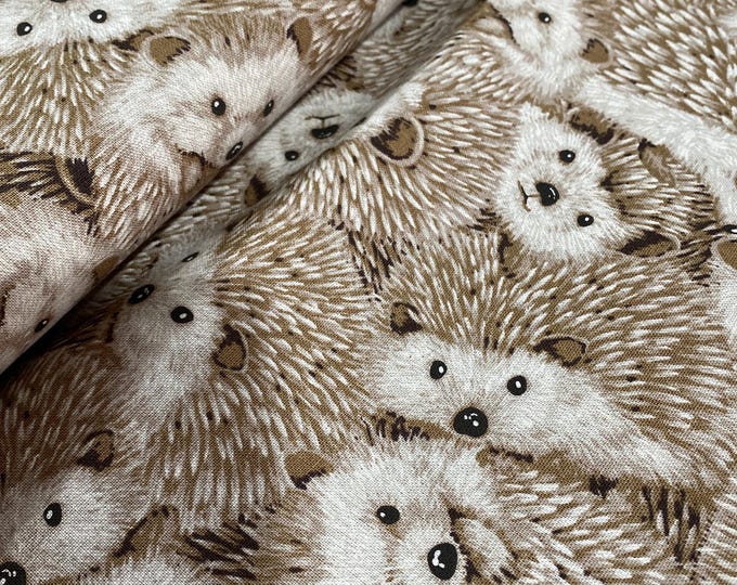 So many Hedgehogs! Japanese Linen/Cotton - fabric by the 1/4mtr