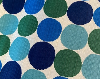 Dots in rows, Blue Green shades on Ecru background - Japanese Cotton - fabric by the 1/4mtr