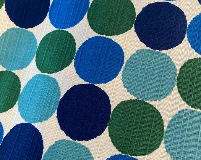 Dots in rows, Blue Green shades on Ecru background - Japanese Cotton - fabric by the 1/4mtr