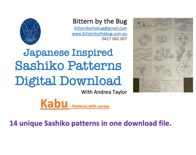 Sashiko - 14 unique Japanese styled patterns - available for download - Kabu