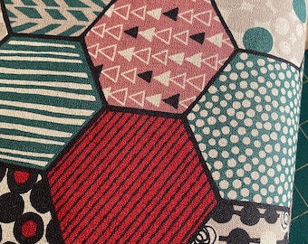 Hexie Magic Black Borders Japanese Linen/Cotton - fabric by the 1/4mtr