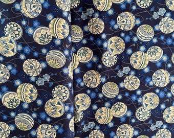 Antique Japan series - tamari Balls - Navy background - Sheeting weight fabric