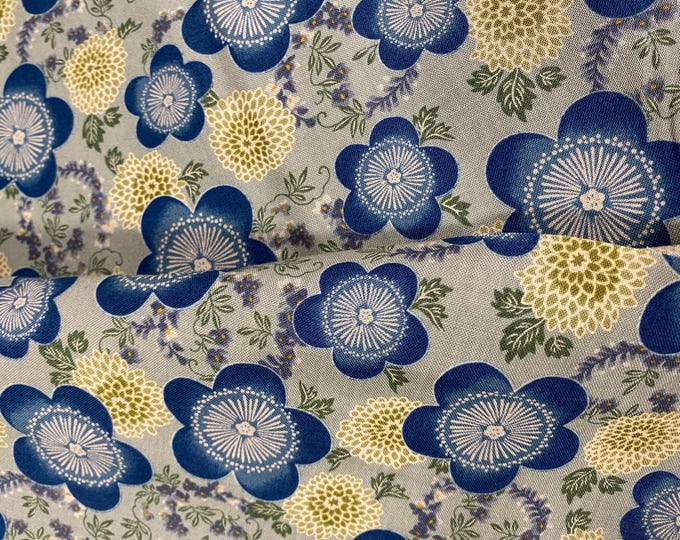 Blossoms Blue Ume - Japanese Cotton - fabric by the 1/4mtr