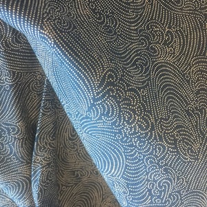 The Wave - White pattern on Navy - fabric by the 1/4mtr