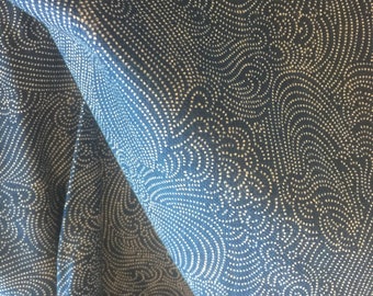 The Wave - White pattern on Navy - fabric by the 1/4mtr