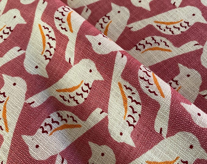 Birds, Birds and more Birds cream on arose pink background - Japanese Cotton - fabric by the 1/4mtr