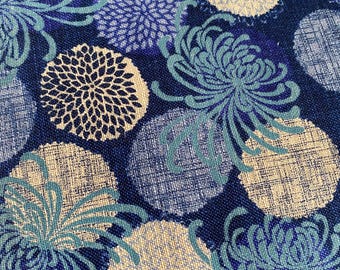 Spider Chrysanthemum - on Navy background - Japanese Cotton - fabric by the 1/4mtr