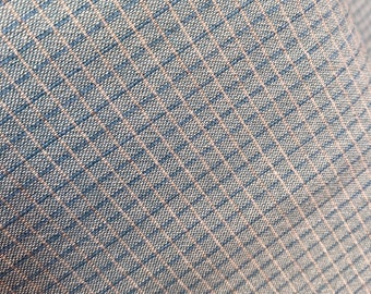 Blue & White grid on Teal - Cotton fabric by the 1/4mtr
