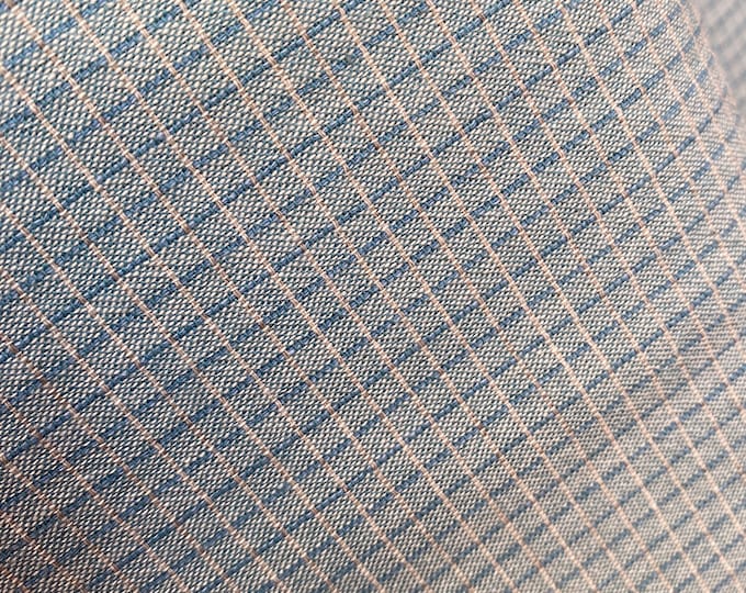 Blue & White grid on Teal - Cotton fabric by the 1/4mtr