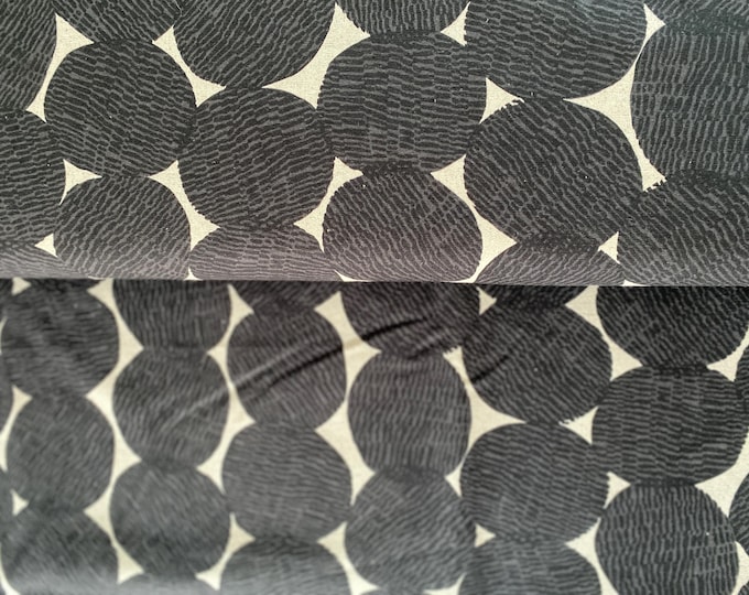 Super Circles - Black on Ecru - Japanese Linen/Cotton fabric