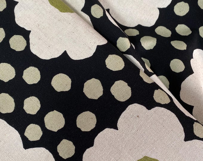 Flowers, big and bold on natural background - Japanese Linen/Cotton - fabric by the 1/4mtr