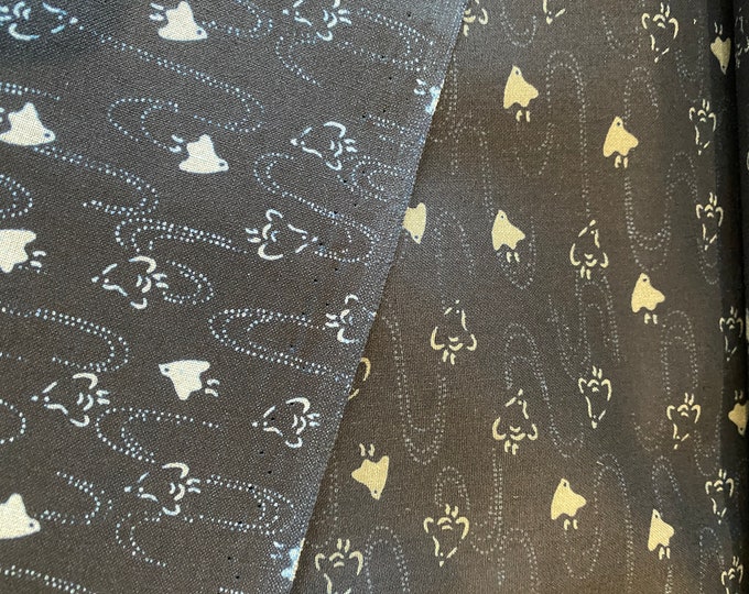 Plovers - Reversible - Mushroom & Icy White  - Japanese Cotton - fabric by the 1/4mtr