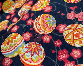 Temari Balls and Ume fabric by the 1/4mtr