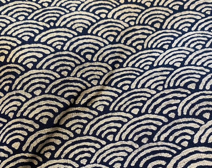 Seigaiha - cream and indigo waves - fabric by the 1/4mtr.