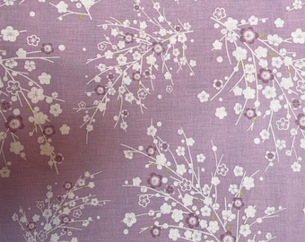 Sprays of Cherry Blossoms - Mauve - Japanese Cotton - fabric by the 1/4mtr