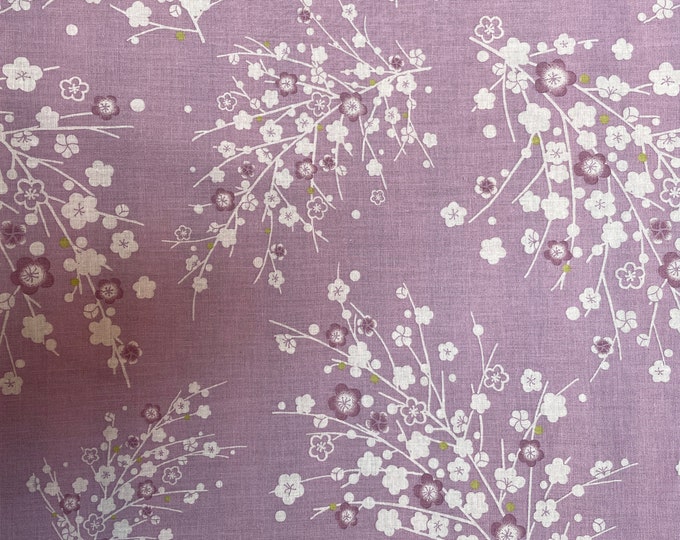 Sprays of Cherry Blossoms - Mauve - Japanese Cotton - fabric by the 1/4mtr