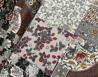 Art Nouveau Symphony - Woodland animals on sheeting weight fabric, Gray Patchwork