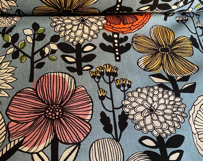 Amazing Flowers- Japanese Linen/Cotton - fabric by the 1/4mtr 148cm wide