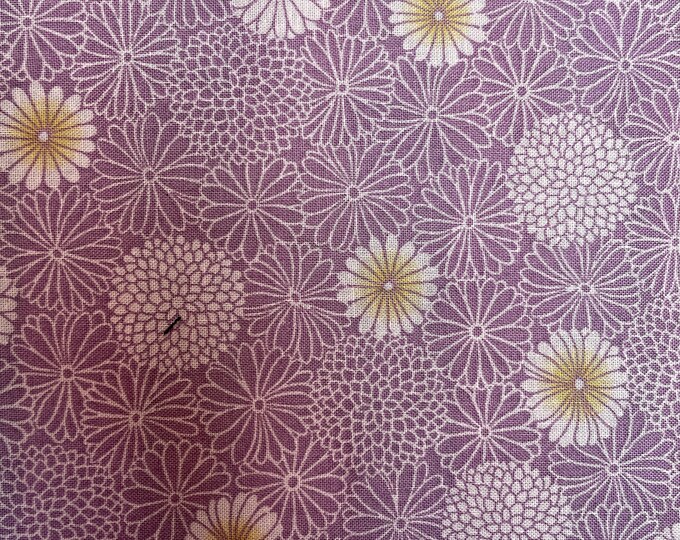Chrysanthemums on Mauve - Japanese Cotton - fabric by the 1/4mtr