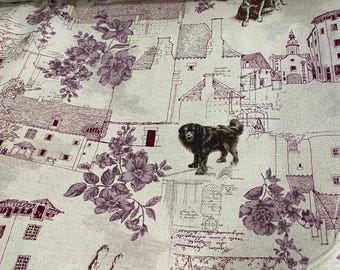 French houses Burgundy - Japanese Linen/Cotton - fabric by the 1/4mtr