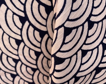 Large Seigaiha (Ocean Waves) Navy on a cream background, Shantung fabric by Sevenberry Japan