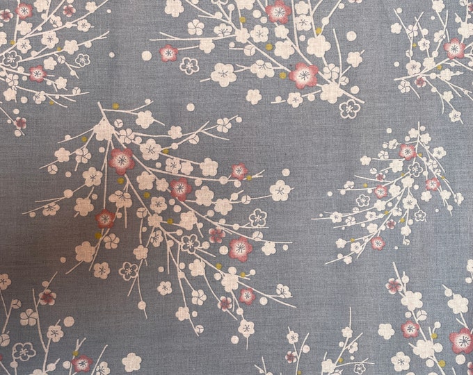 Sprays of Cherry Blossoms - Pale Blue - Japanese Cotton - fabric by the 1/4mtr