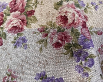 Ruso - Small Rose bunches - Cream Background - Sheeting - Japanese Cotton/Linen 80/20 - fabric by the 1/4mtr