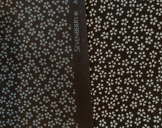 Cherry Blossom - Reversible - mushroom Grey & Icy White  - Japanese Cotton - fabric by the 1/4mtr