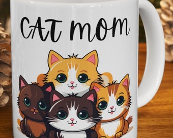 Cat Mom mug, Great gift for Cat lovers. It is a Fun cat mom mug to add to your collection. Also great for morning coffee or tea.