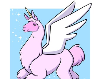 Llama Pegasus Unicorn - Art Print