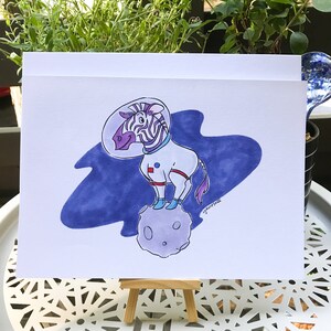 Ilustración Zebranaut - Dibujo de tinta original - 7 en x 10 en