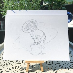 Boceto a lápiz Zebranaut - Boceto a lápiz original - 7x10