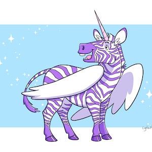 Zebra Pegasus Unicorn - Art Print