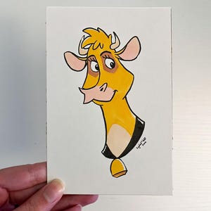 Cow Illustration - Original Ink Drawing - 4x6