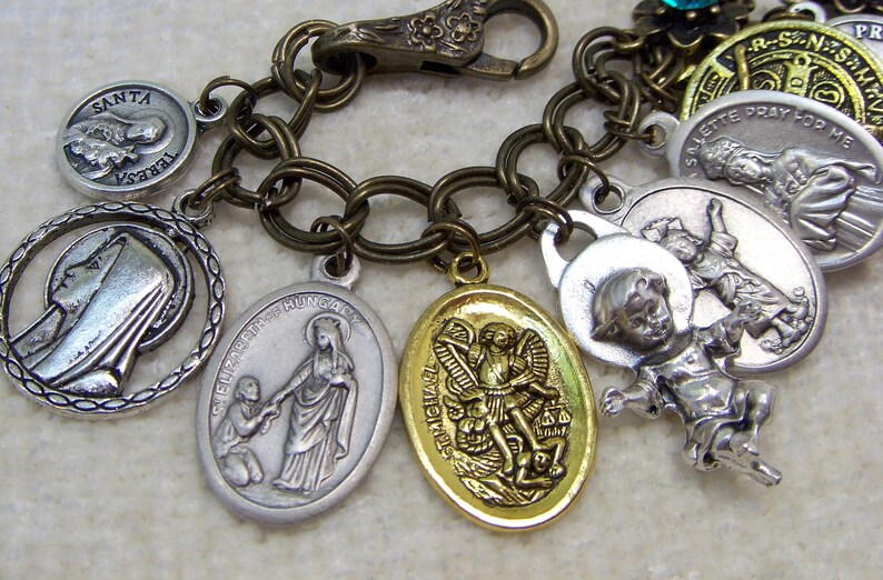 Religious Charm Braceletfullcollection of Crosses and Saint Etsy