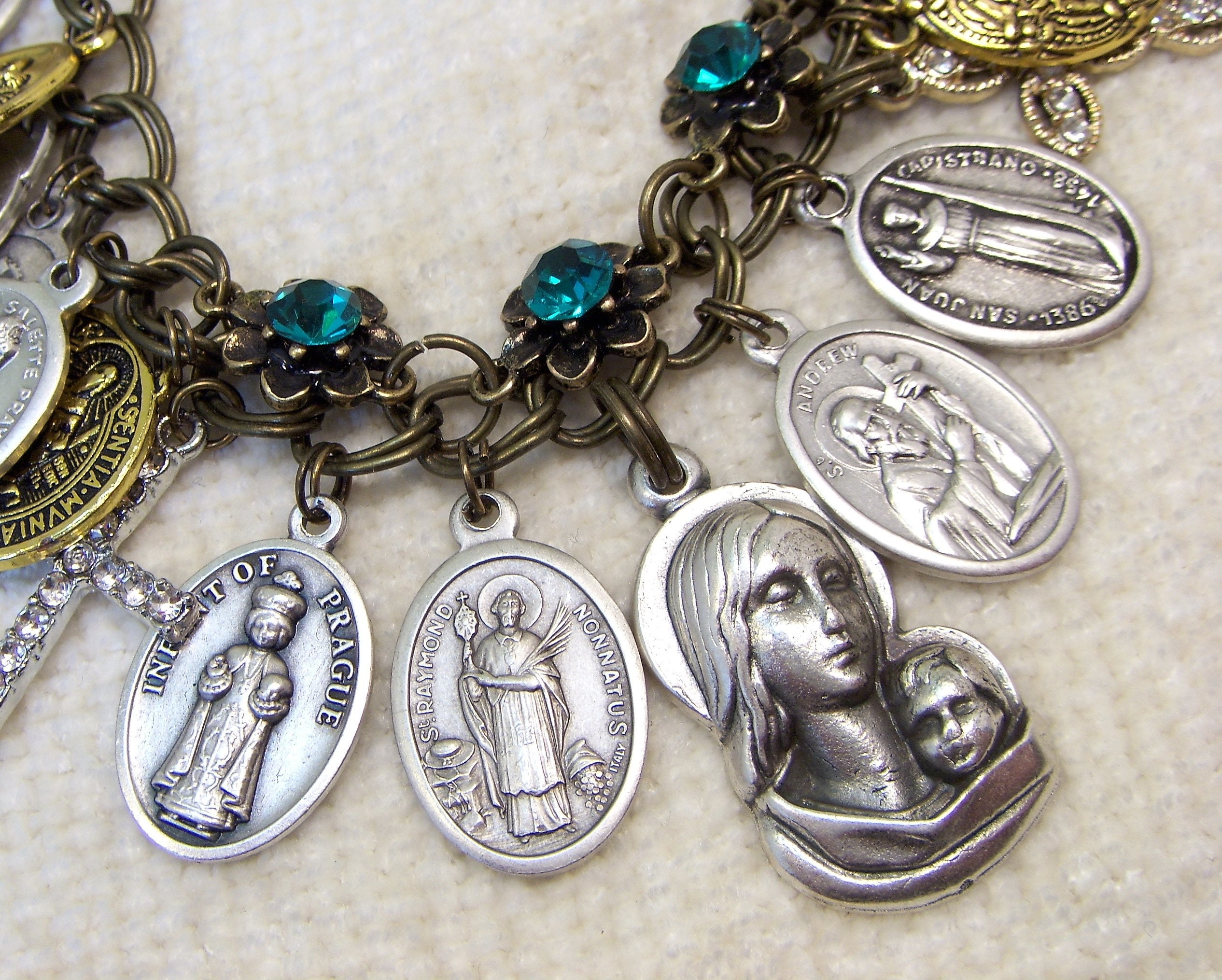 Religious Charm Braceletfullcollection of Crosses and Saint Etsy