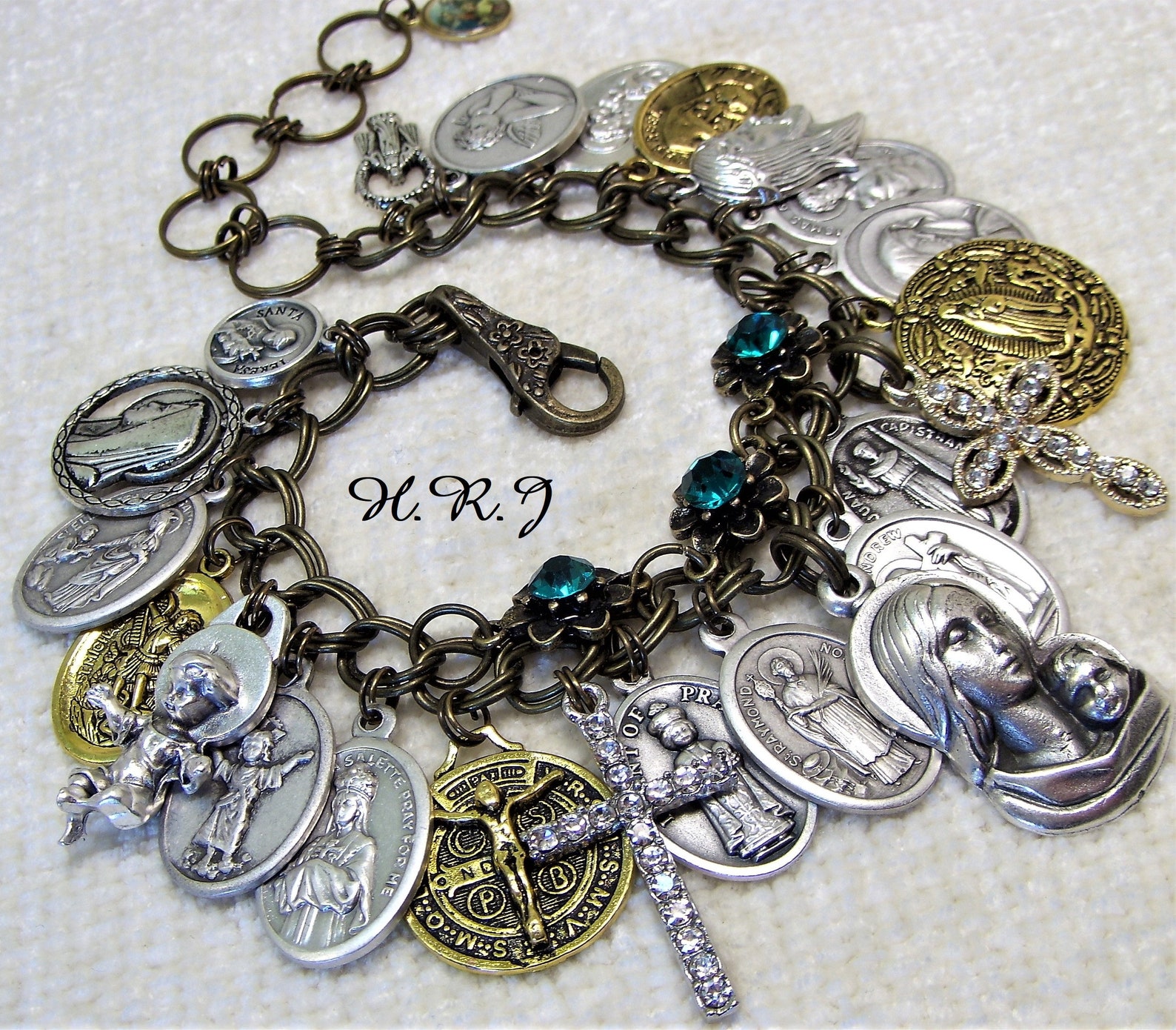 Religious Charm Braceletfullcollection of Crosses and Saint Etsy