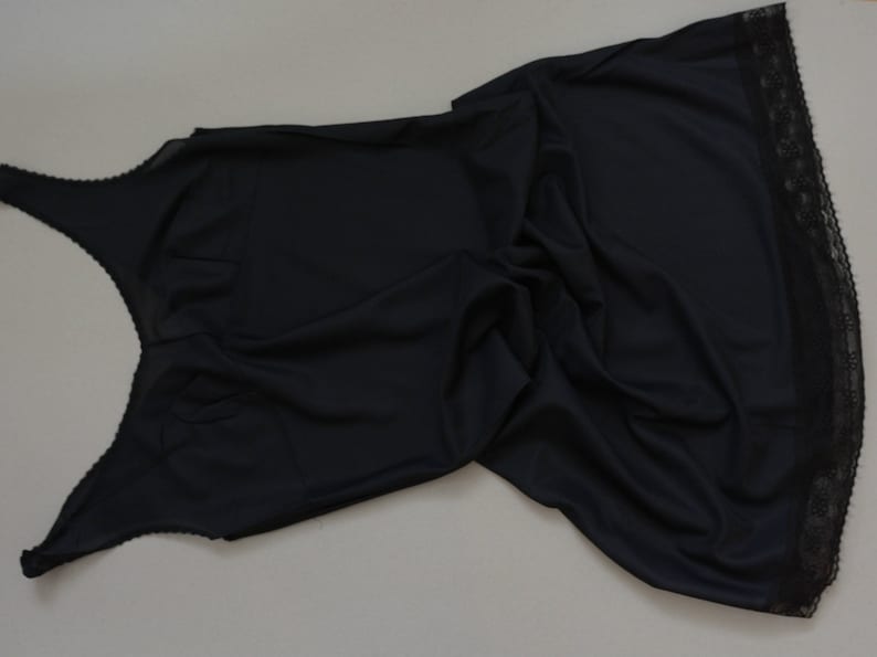 Black lace camisole Valentine gift Soviet lingerie Black Slip dress Lace nighties