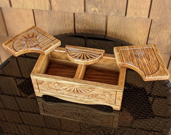 Handcrafted Engraved Oak Sun and Moon Box