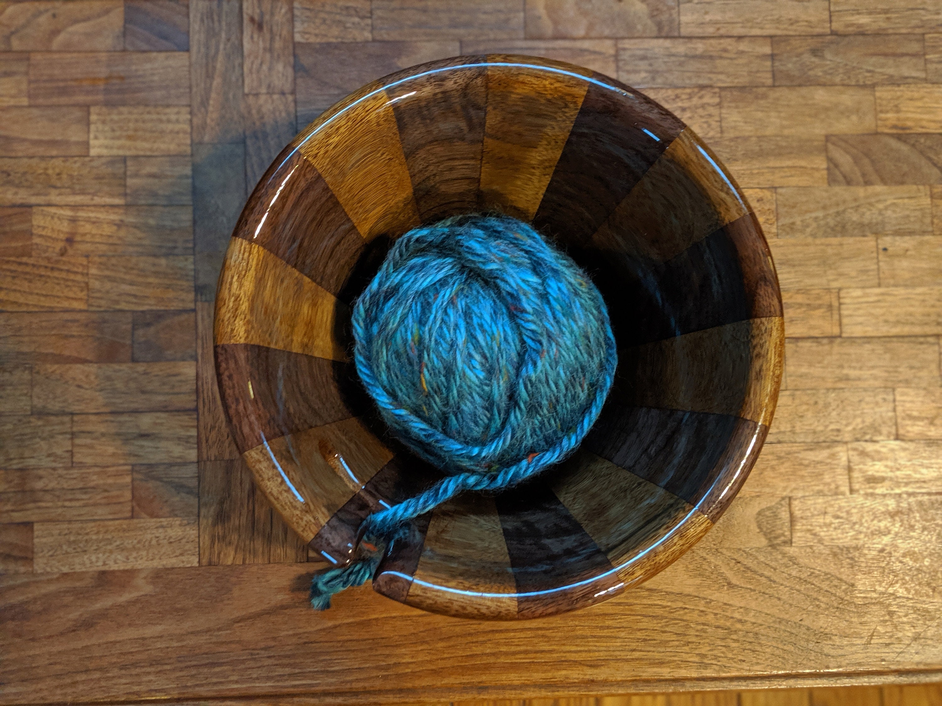 Handcrafted Yarn Bowl, Segmented Walnut and Benge Wood with Epoxy ...