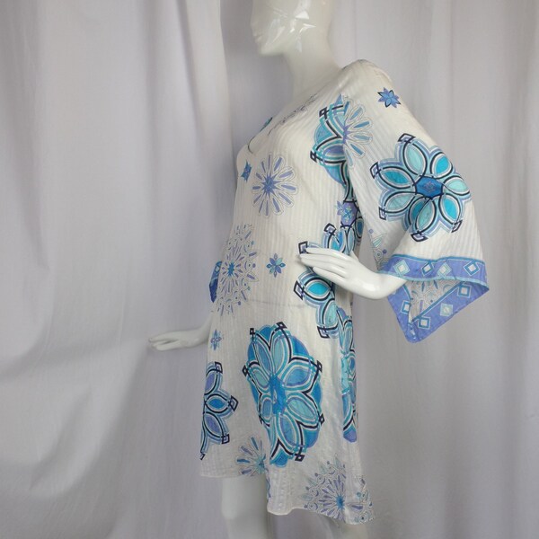 ReSERVED EMILIO PUCCI silk cotton spirograph print tunic/ poolside coverup/ Italy made/ signed: size US6