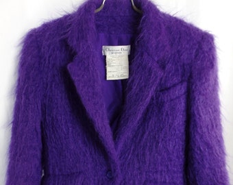 1980s HIVER CHRISTIAN DIOR Boutique purple mohair blazer/ made in France/ silk lined: size 42 fits US8-10