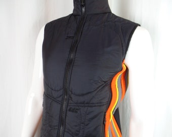 Rare JPG Paris  By GAULTIER mens unisex day glow striped puffer vest/made in Italy/ JPG arrow pulls: size mens Small