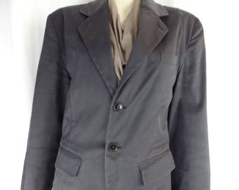 80s ANN DEMEULEMEESTER dusty navy cotton boyfriend blazer/ boxy chic: size M