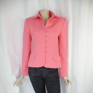 80s GIANNI VERSACE COUTURE bubble gum pink blazer/  embossed  gold ball buttons/ made in Italy: size IT40- fits US6-8