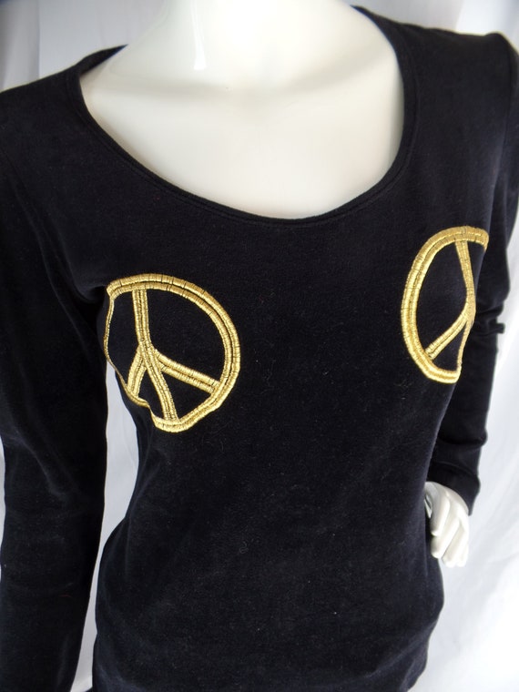 80s CHEAP & CHIC by MOSCHINO peace symbol black v… - image 7